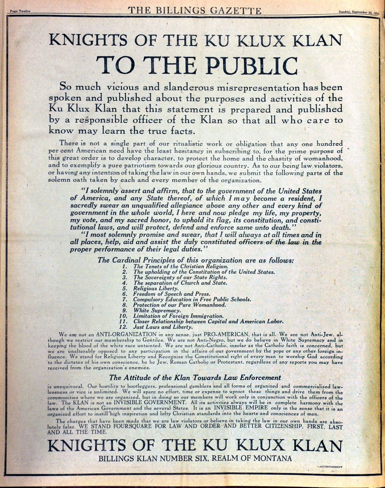 KKK advertisement